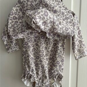 Quincy Mae Floral Kids Swim One Piece Olivia rashgard with sunhat